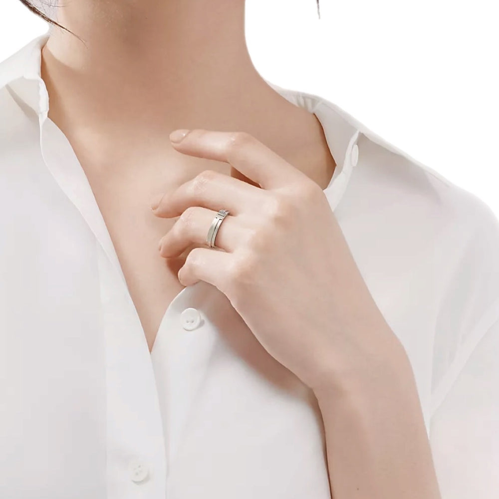 ANILLO DOBLE T SILVER