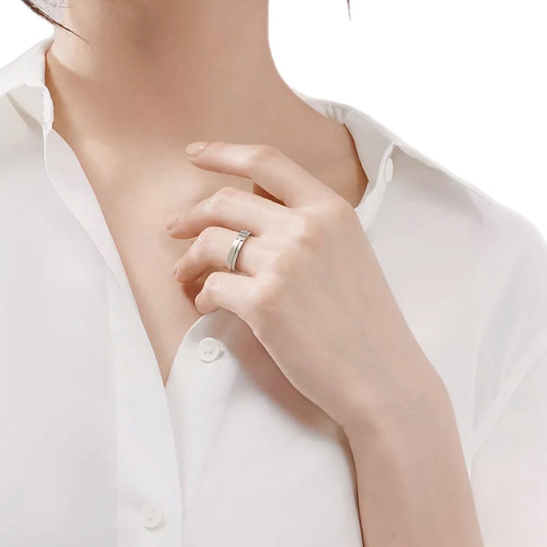 ANILLO DOBLE T SILVER