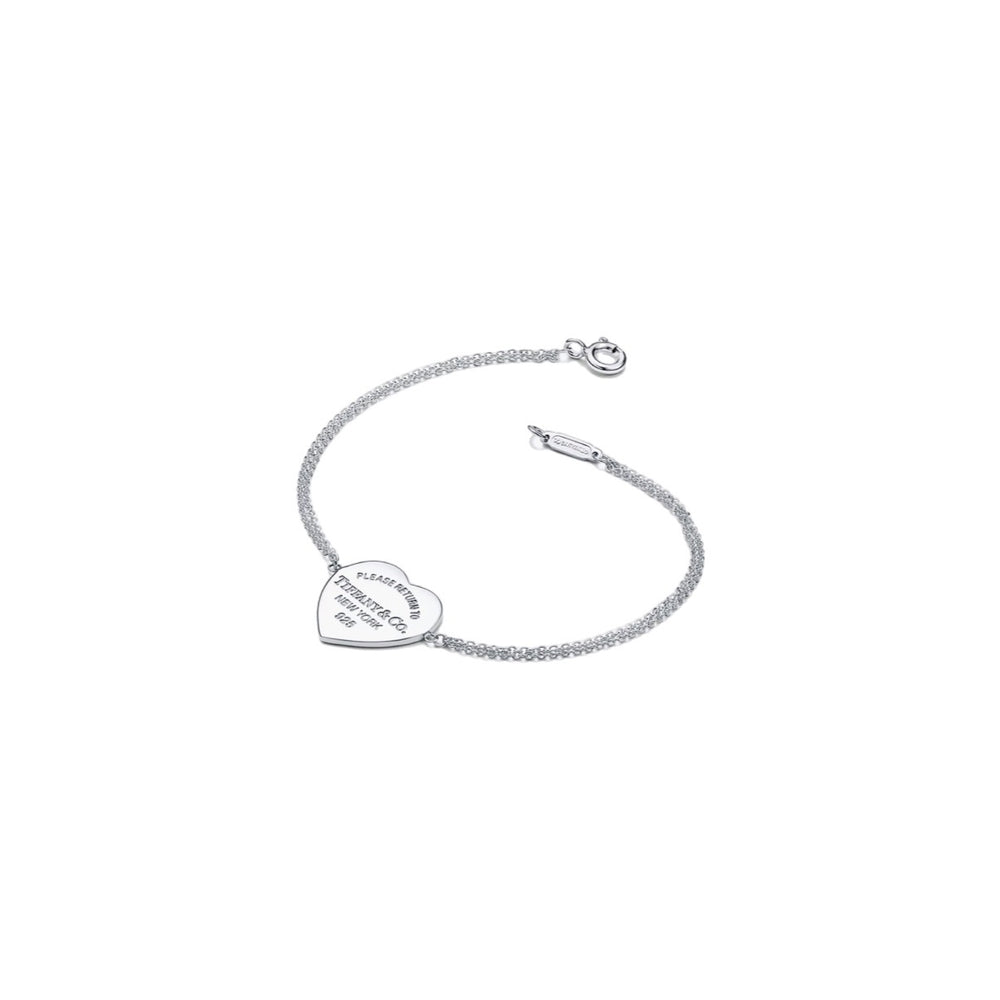 PULSERA DOBLE CADENA Y PLACA ESTILO CORAZÓN T SILVER