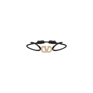 PULSERA DE TELA V CON ZIRCONIA
