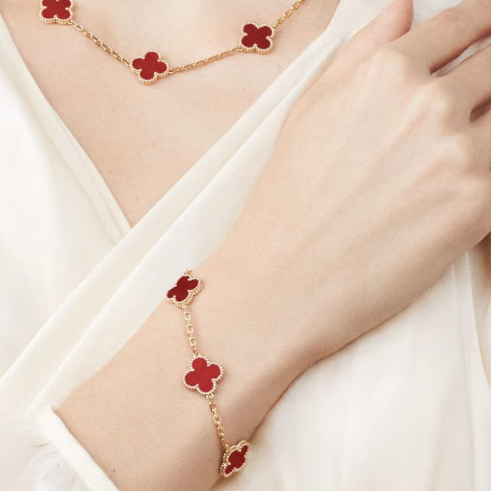 PULSERA TRÉBOL GOLD RED VF