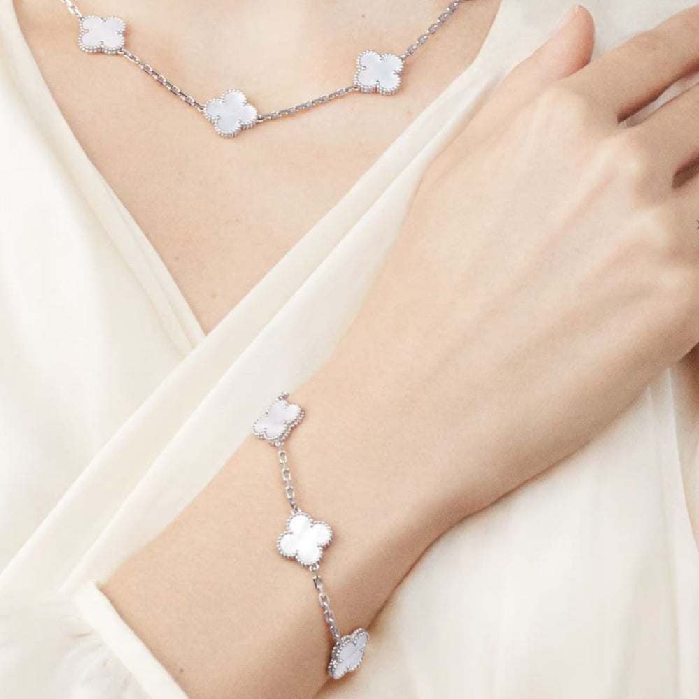 PULSERA TRÉBOL SILVER WHITE VF