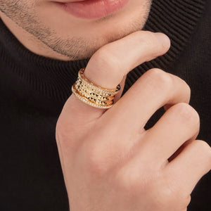 ANILLO BV BUMPS GOLD ZIRCONIAS