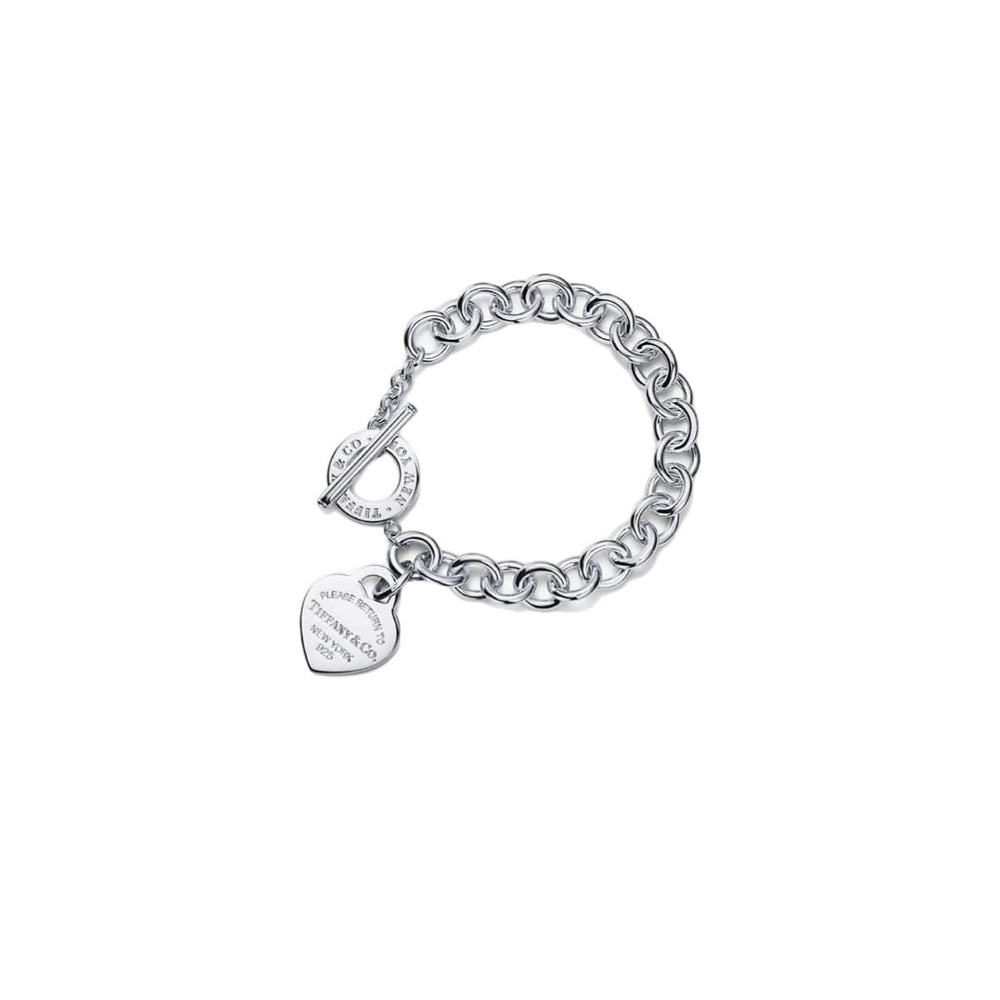 PULSERA CON PASADOR Y PLACA ESTILO CORAZON SILVER