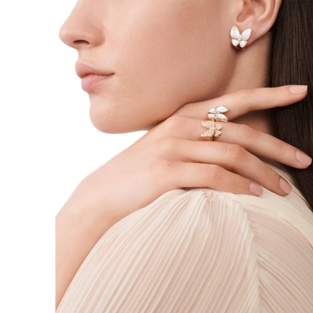 ARETES MARIPOSA ROSE GOLD WHITE VF