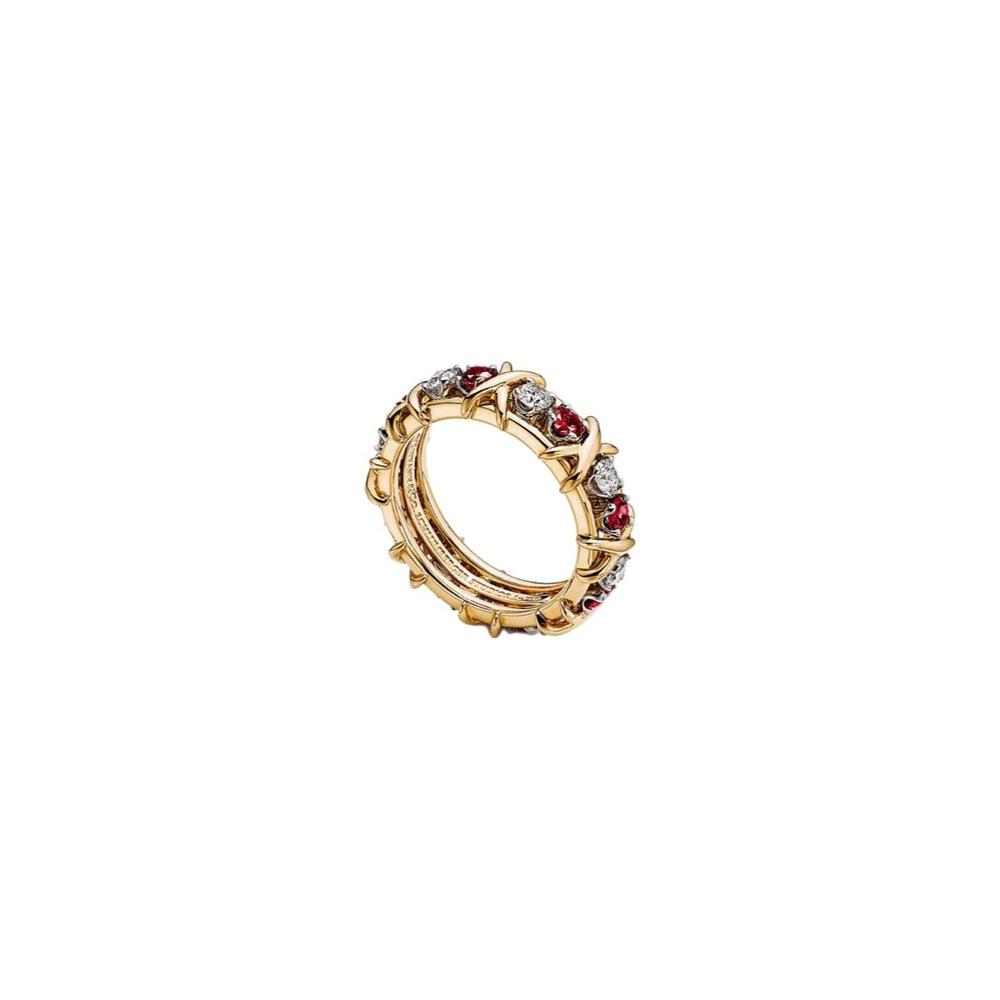 ANILLO SIXTEEN STONE GOLD/RED
