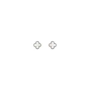 ARETES TRÉBOL SILVER WHITE