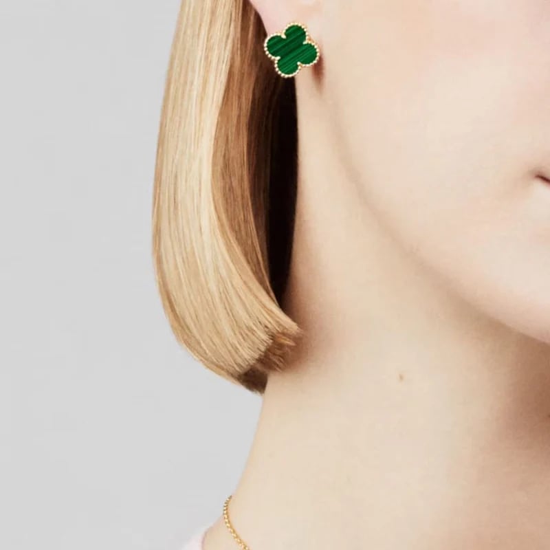 ARETES TRÉBOL GOLD-GREEN