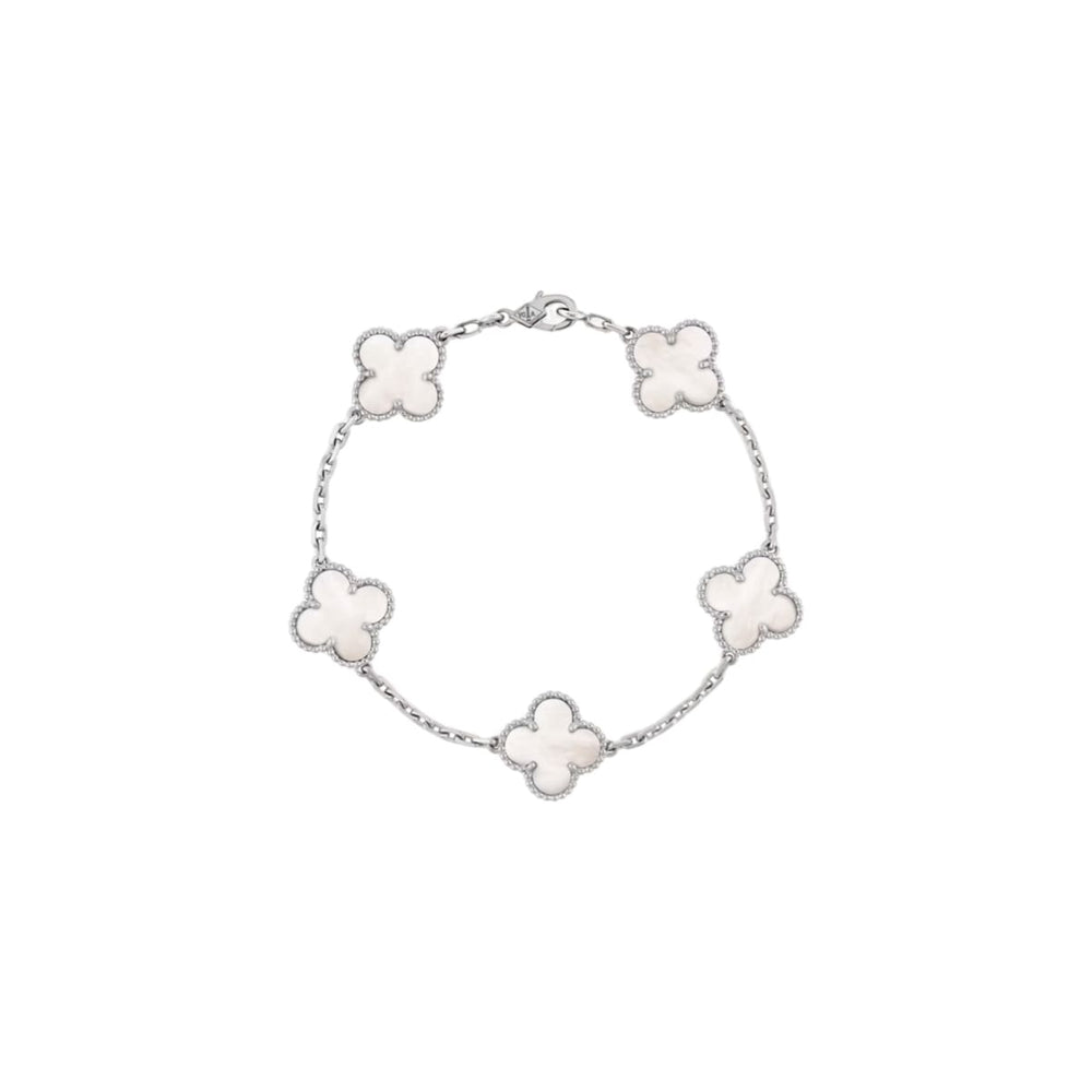 PULSERA TRÉBOL SILVER WHITE VF