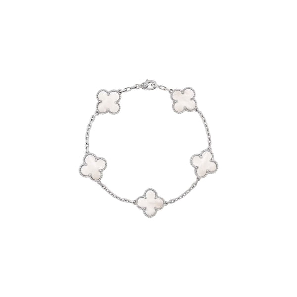 PULSERA TRÉBOL SILVER WHITE VF