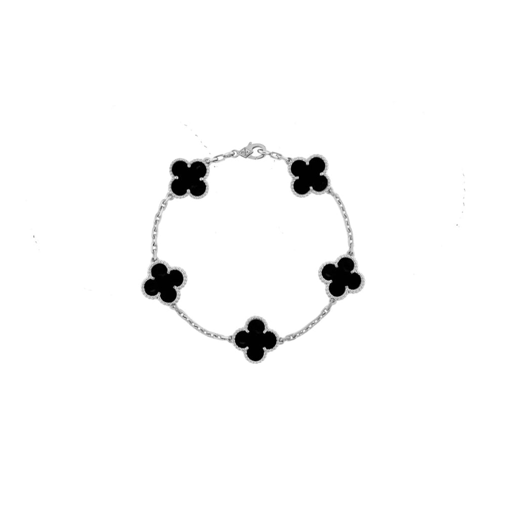 PULSERA TRÉBOL SILVER BLACK VF