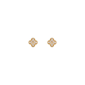ARETES TRÉBOL GOLD CON ZIRCONIA