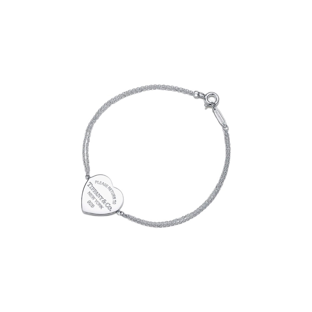 PULSERA DOBLE CADENA Y PLACA ESTILO CORAZÓN T SILVER