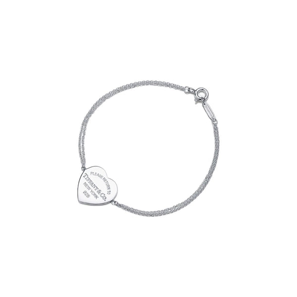 PULSERA DOBLE CADENA Y PLACA ESTILO CORAZÓN T SILVER