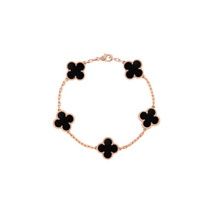 PULSERA TRÉBOL ROSEGOLD BLACK VF