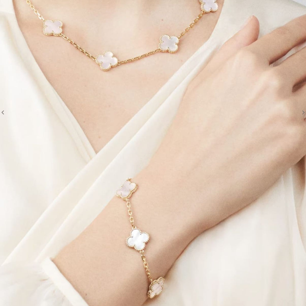 PULSERA TRÉBOL GOLD WHITE VF