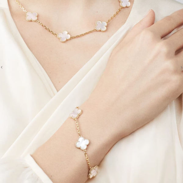 PULSERA TRÉBOL GOLD WHITE VF