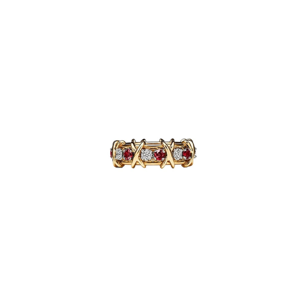 ANILLO SIXTEEN STONE GOLD/RED