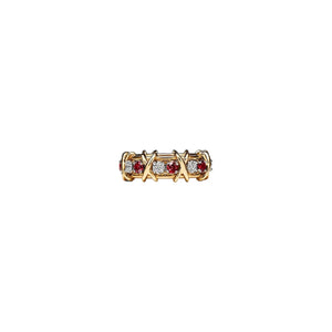 ANILLO SIXTEEN STONE GOLD/RED