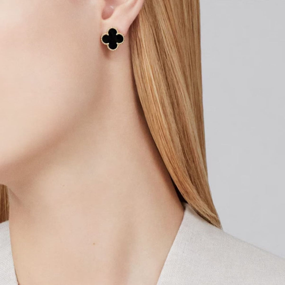 ARETES TRÉBOL GOLD-BLACK