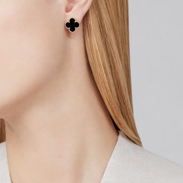 ARETES TRÉBOL GOLD-BLACK