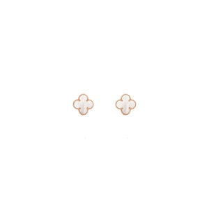 ARETES TREBOL ROSE GOLD WHITE
