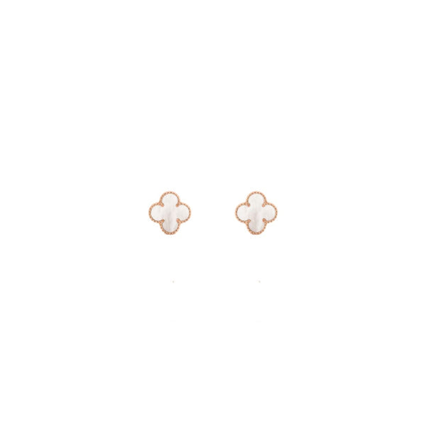 ARETES TREBOL ROSE GOLD WHITE
