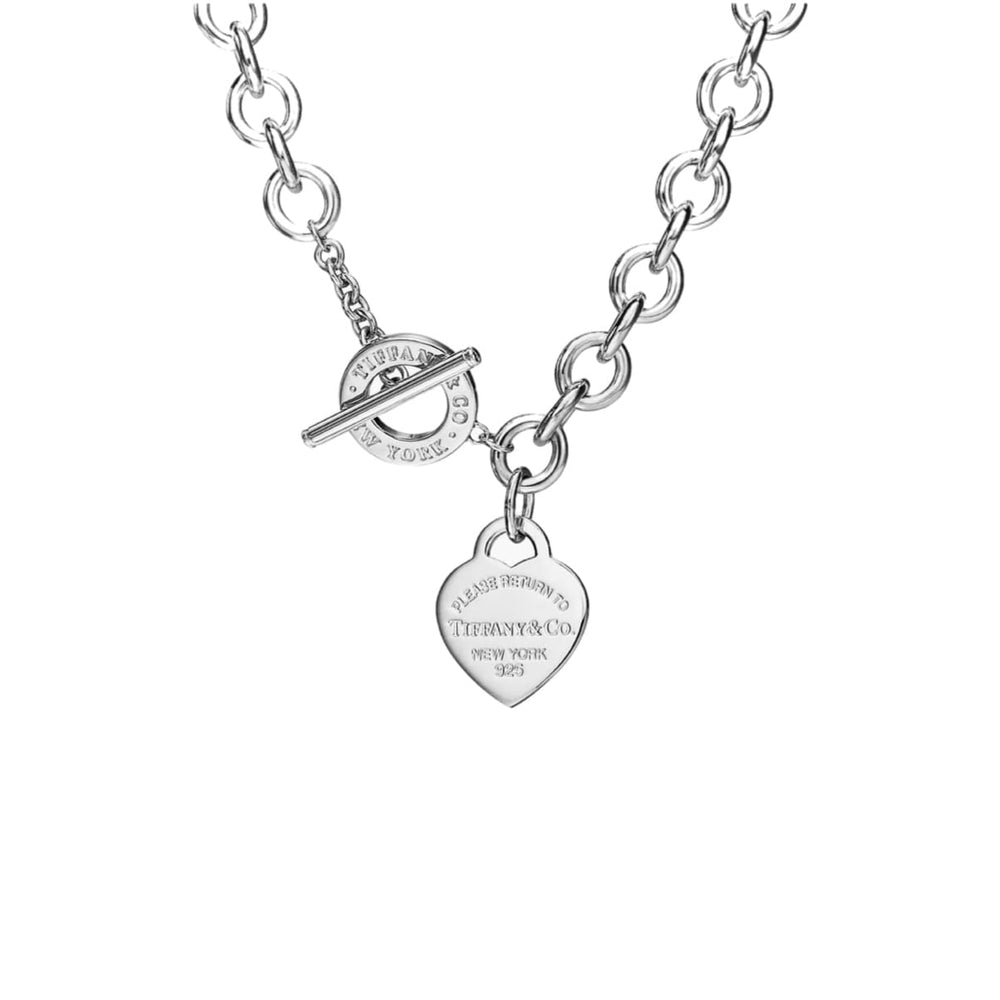 COLLAR CON PASADOR Y PLACA ESTILO CORAZÓN SILVER
