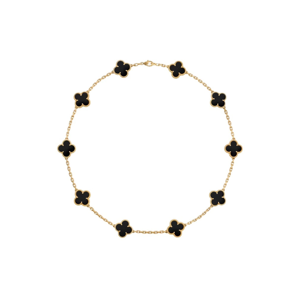 GARGANTILLA 10 TRÉBOLES GOLD BLACK