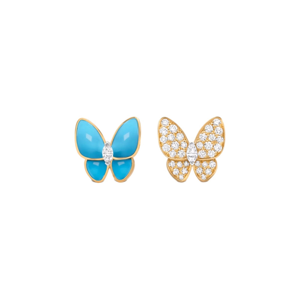 ARETES MARIPOSA BICOLOR GOLD BLUE VF