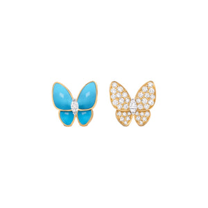 ARETES MARIPOSA BICOLOR GOLD BLUE VF