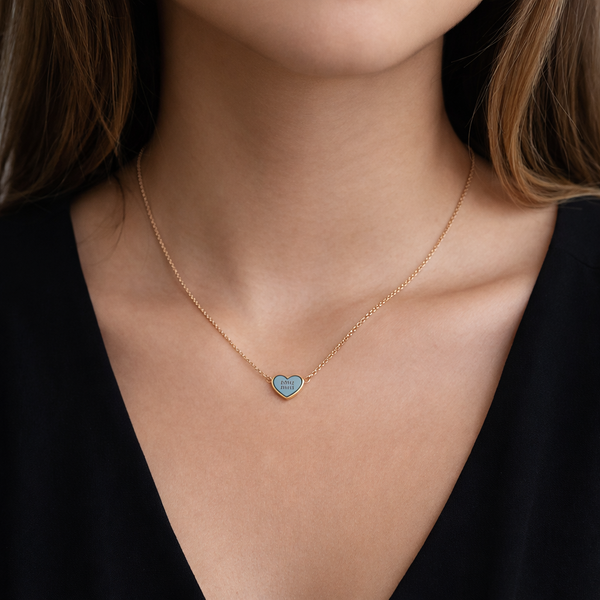 COLLAR MM HEART GOLD BLUE