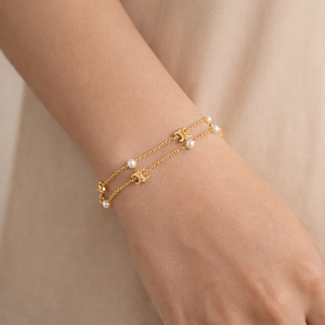 PULSERA C GOLD DOBLE PEARL