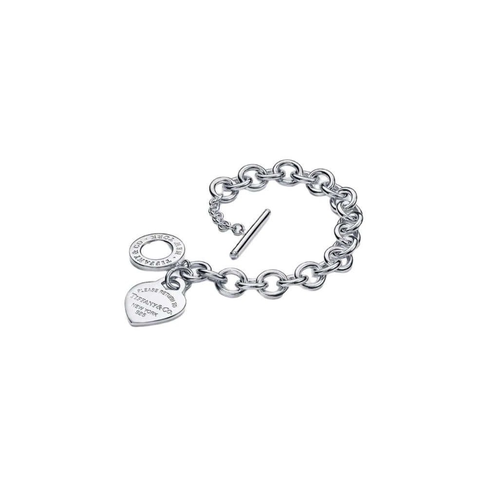 PULSERA CON PASADOR Y PLACA ESTILO CORAZON SILVER