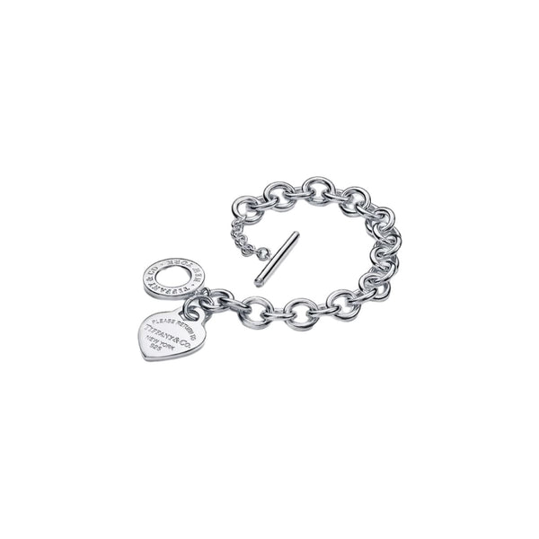 PULSERA CON PASADOR Y PLACA ESTILO CORAZON SILVER