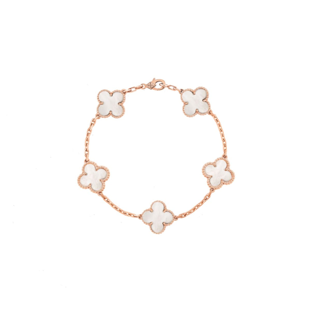 PULSERA TRÉBOL ROSEGOLD WHITE VF