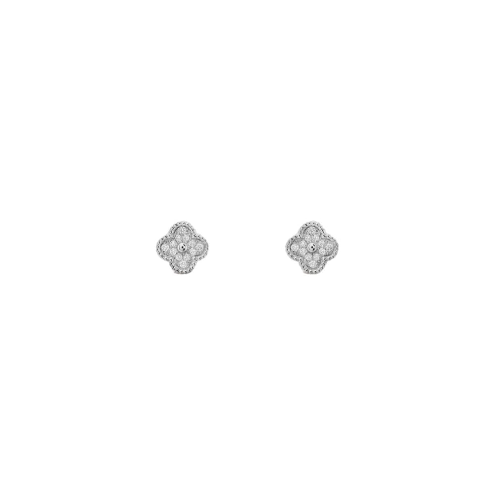 ARETES TRÉBOL SILVER CON ZIRCONIA