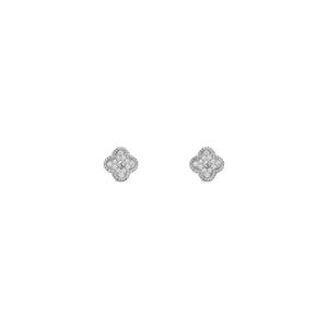 ARETES TRÉBOL SILVER CON ZIRCONIA