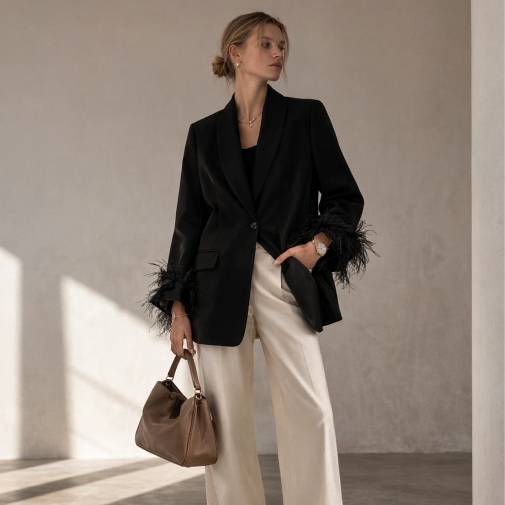 BLAZER BLACK FEATHERS JW