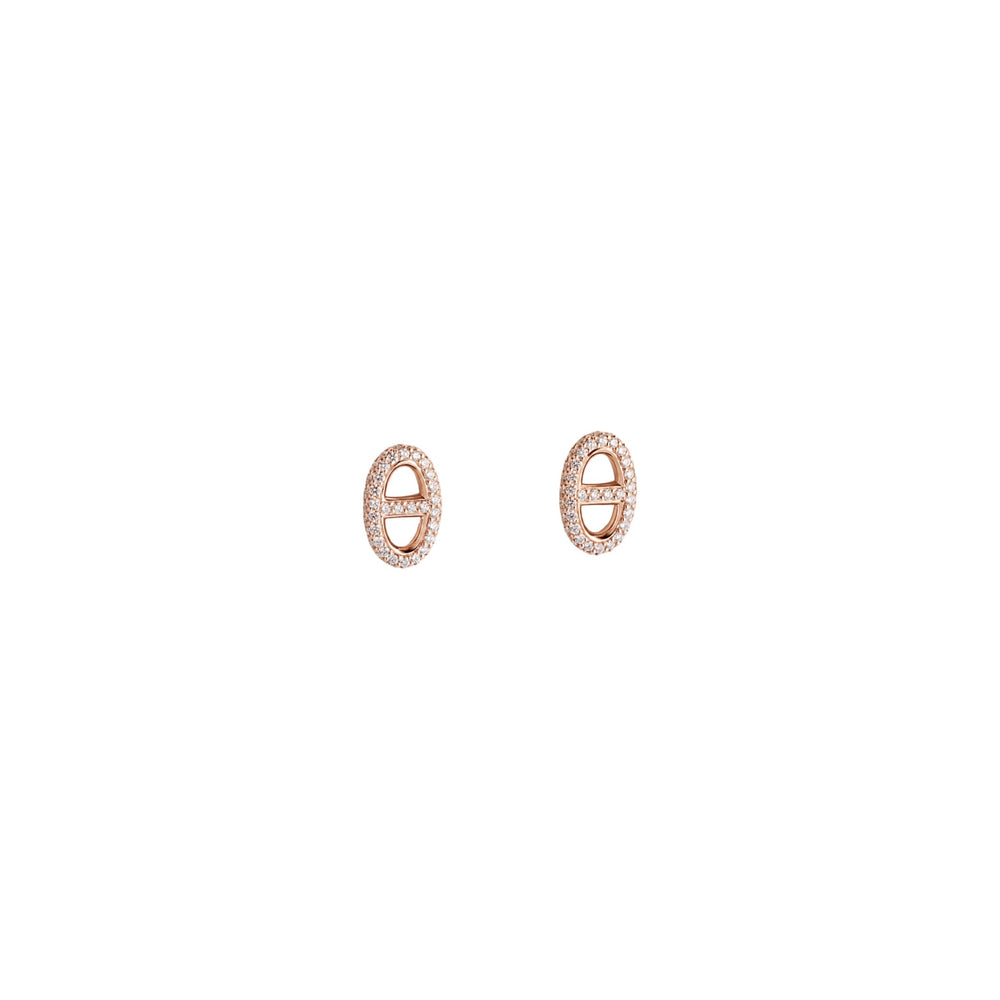 ARETES LOGO H ROSE GOLD ZIRCONIAS