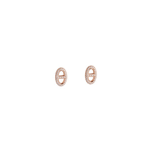 ARETES LOGO H ROSE GOLD ZIRCONIAS