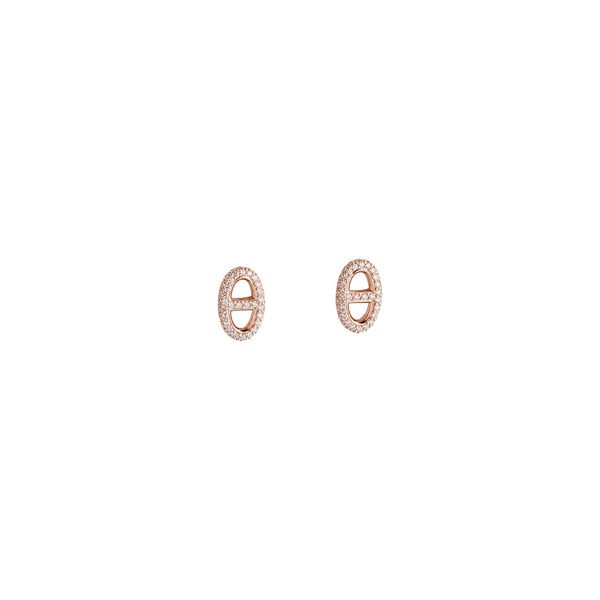 ARETES LOGO H ROSE GOLD ZIRCONIAS