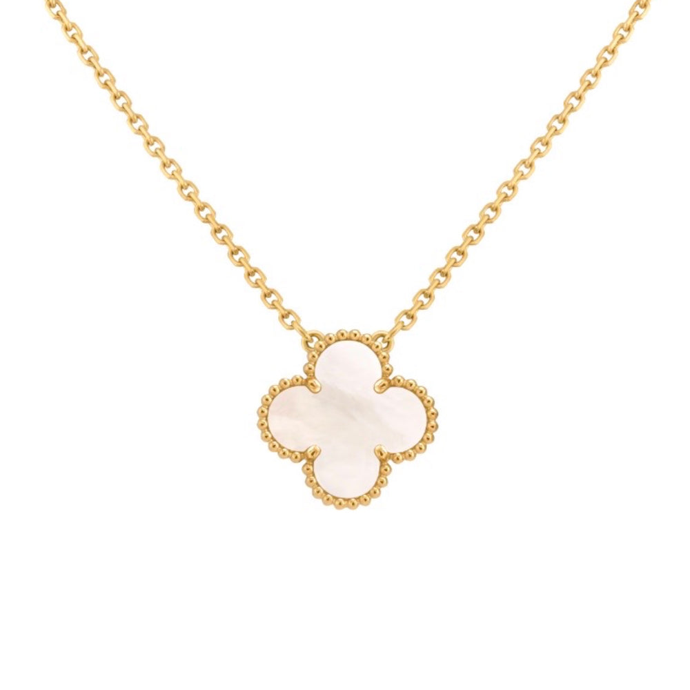 COLLAR TREBOL GOLD-WHITE