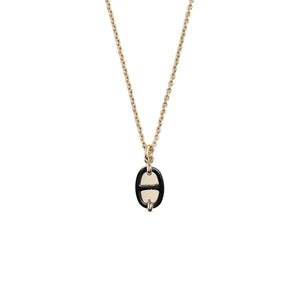 COLLAR H MINI MAILLON GOLD-BLACK