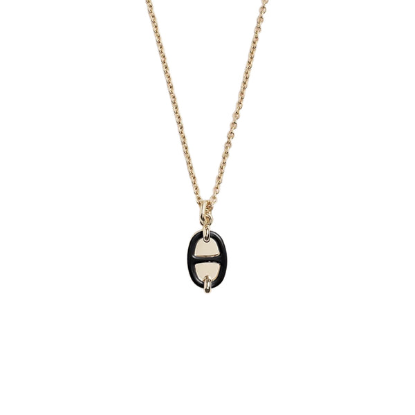 COLLAR H MINI MAILLON GOLD-BLACK