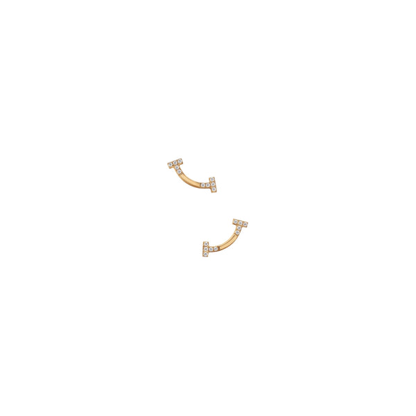 ARETES T SMILE HALF ZIRCONIAS GOLD