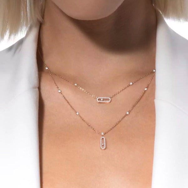 COLLAR MOVE UNO DOBLE ZIRCONIAS ROSE GOLD