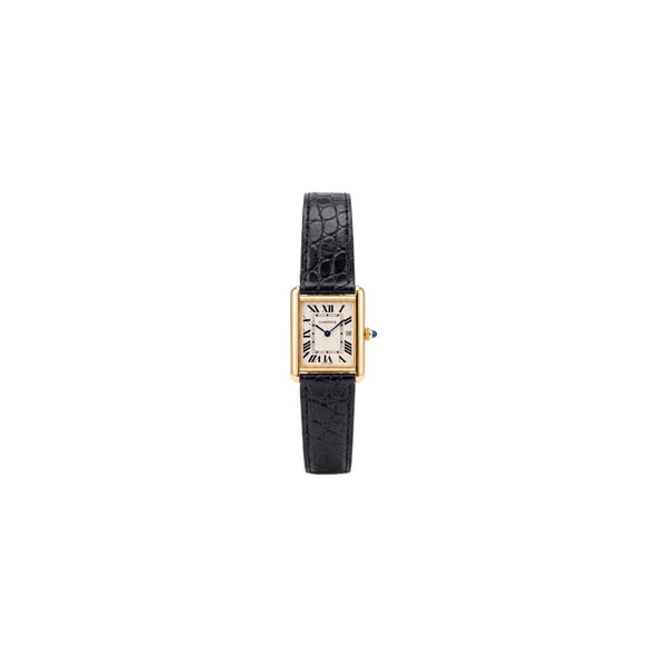 RELOJ TANK CR BLACK GOLD CROCODILE