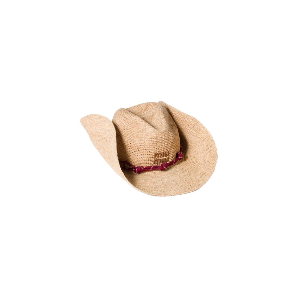 SOMBRERO MM RAFFIA BEIGE/RED