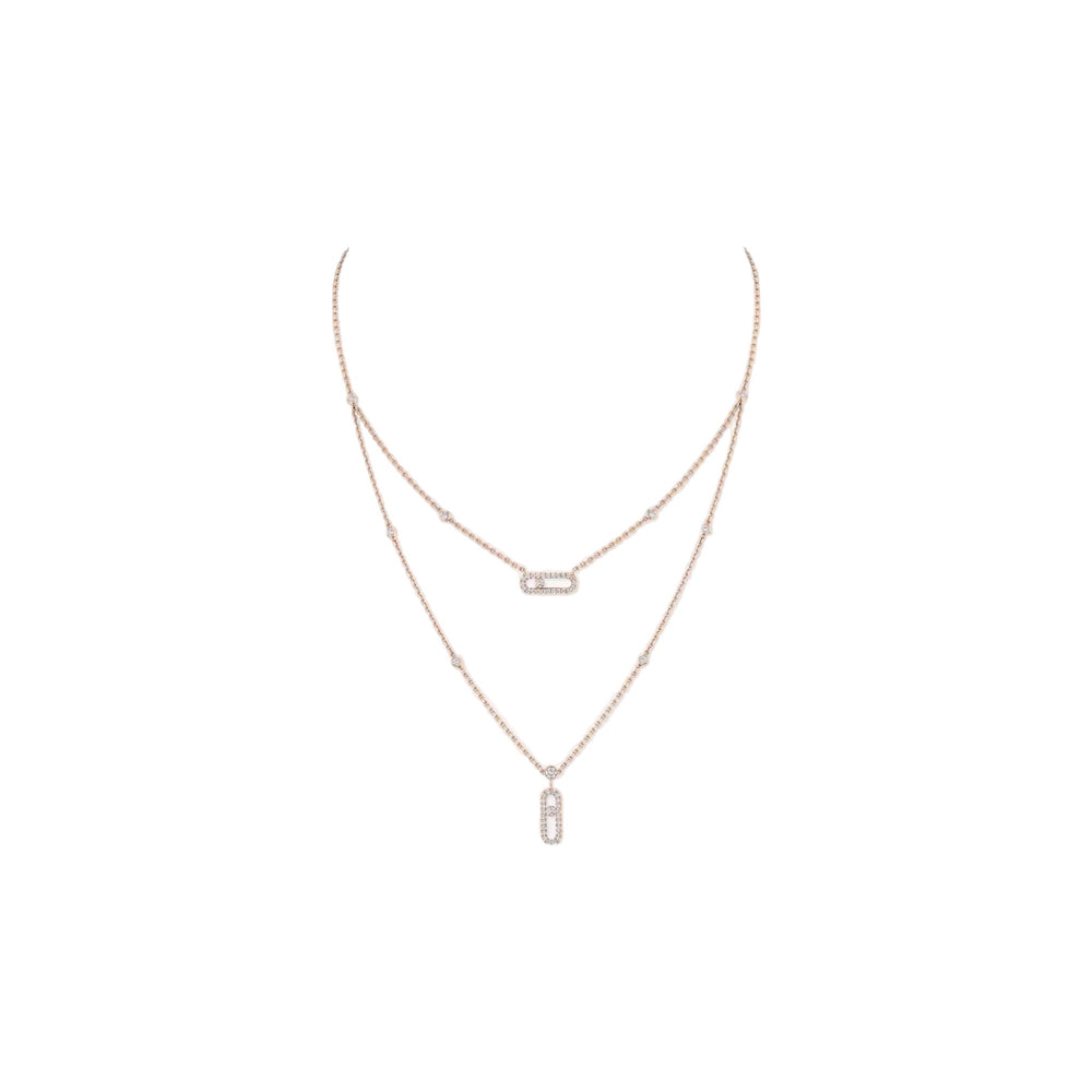 COLLAR MOVE UNO DOBLE ZIRCONIAS ROSE GOLD